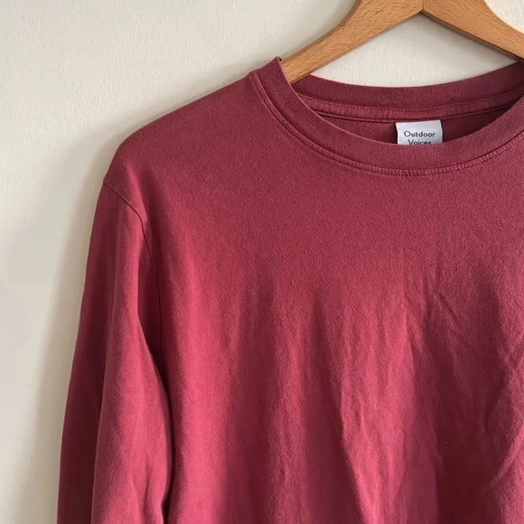 Outdoor Voices dark rose pink oversized cropped long sleeve top size Small - Picture 2 of 7